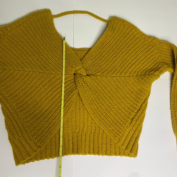 Yes Lola Marigold Yellow Chunky Knit Open Back Wool Alpaca Blend Sweater Small - Picture 8 of 12